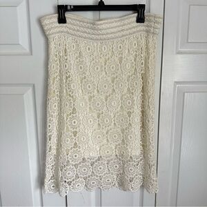 Lapis Crochet Cotton Knee Length Pull On Womens Skirt Sz  M Cottagecore Boho